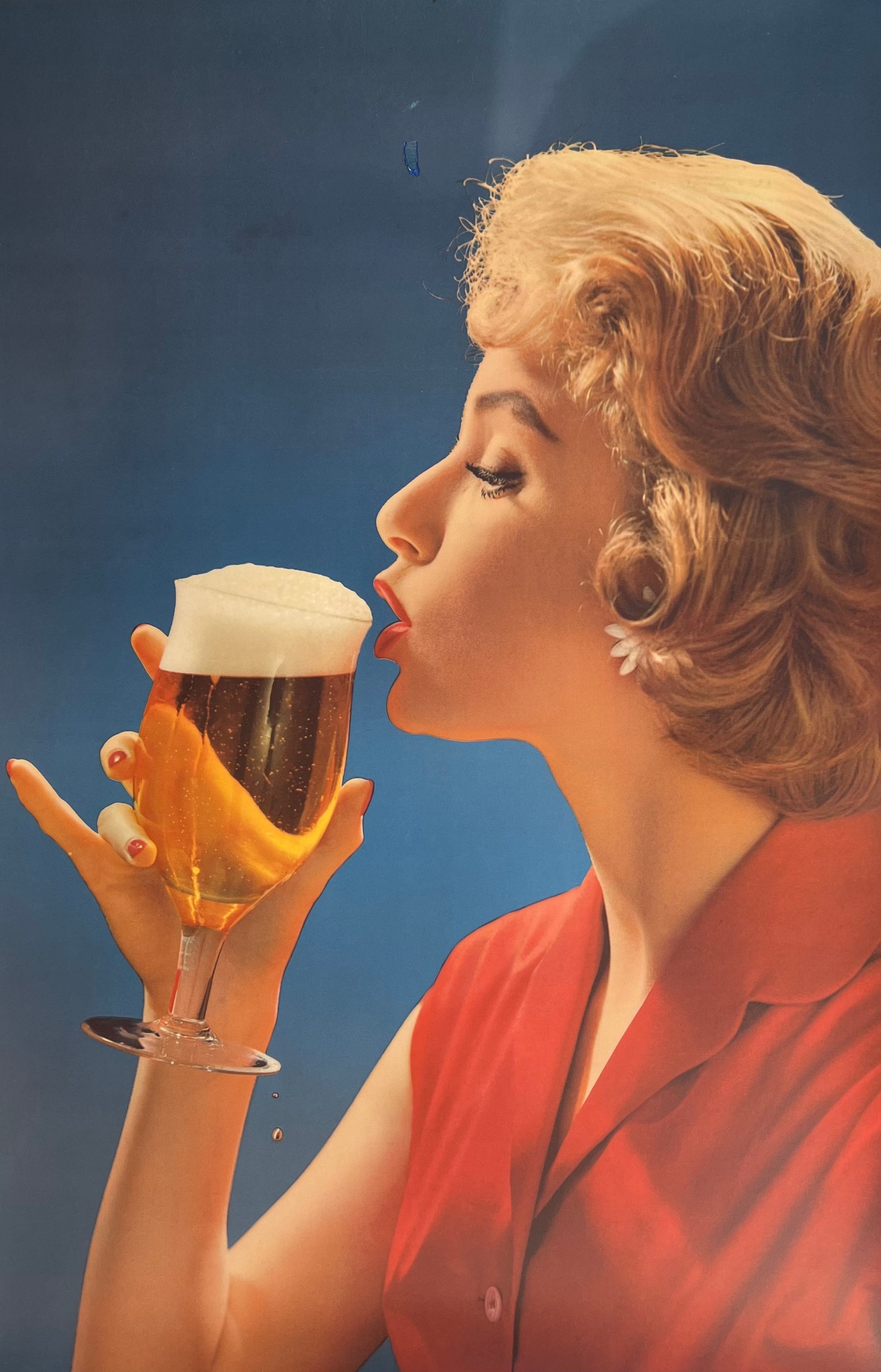Lady with Beer Vintage Poster