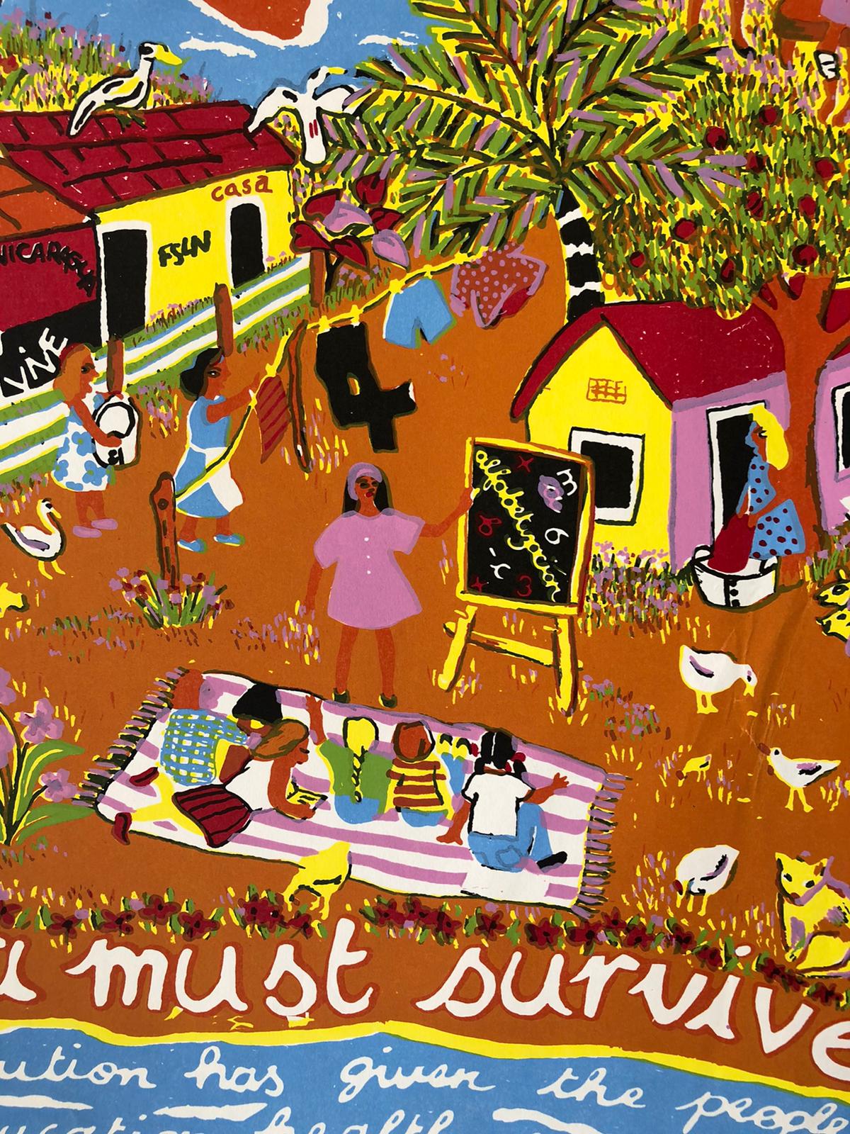 'Nicaragua must survive.' Australian Campaign Lithograph by Julia Church