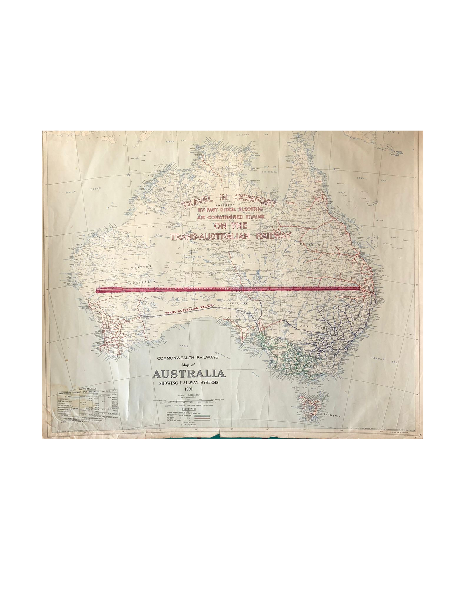 Trans-Australian Railway "Travel In Comfort" Map