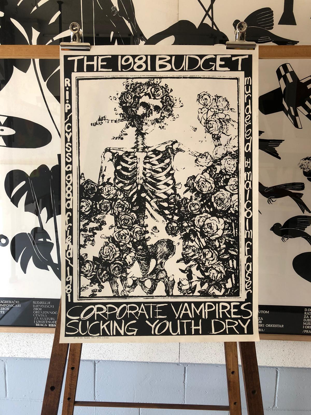 'Corporate Vampires Sucking Youth Dry' 1981 Budget Protest Lithograph