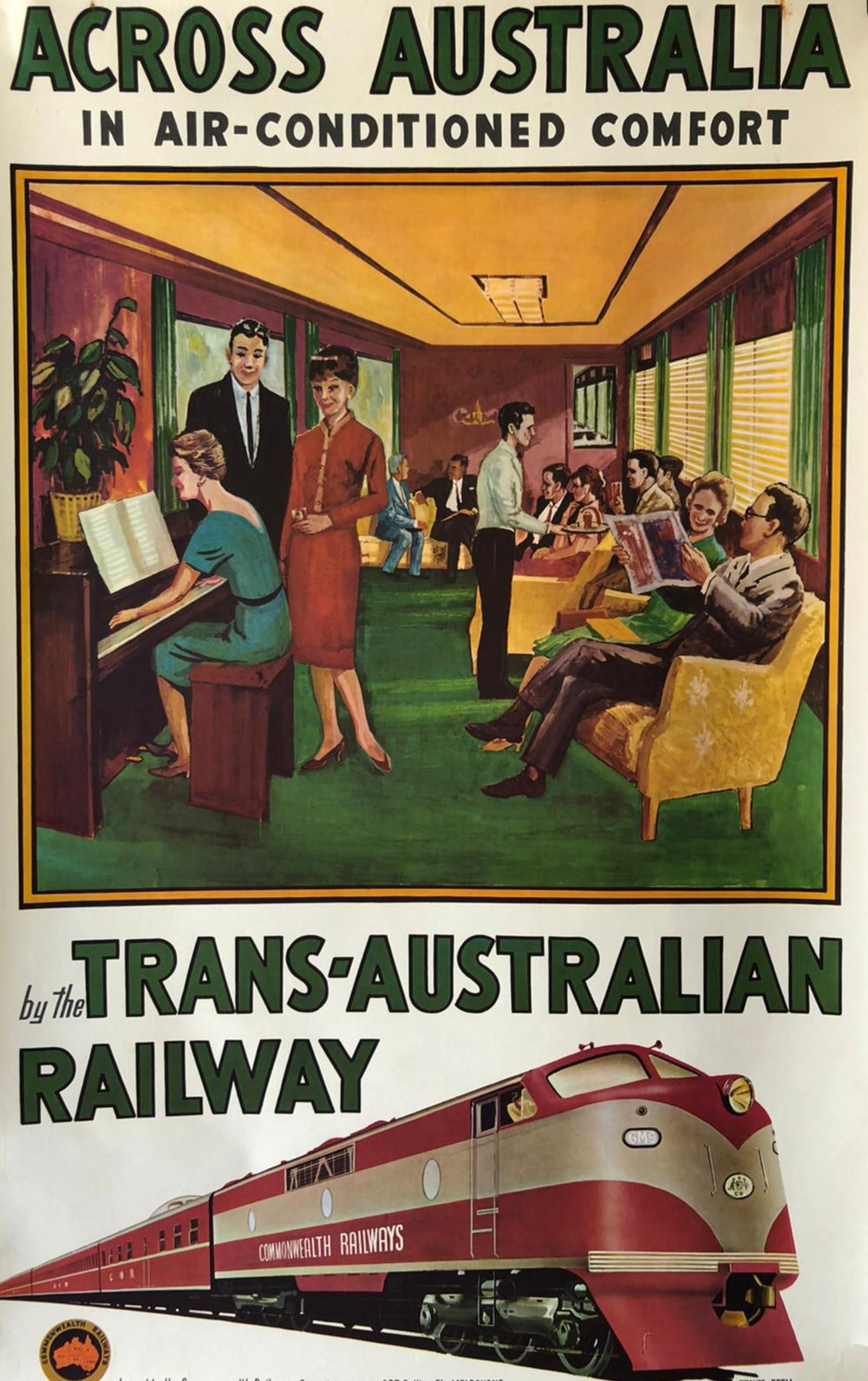 "Across Australia In Air-Conditioned Comfort" Railway Advertisement by Trompf & Ebeli