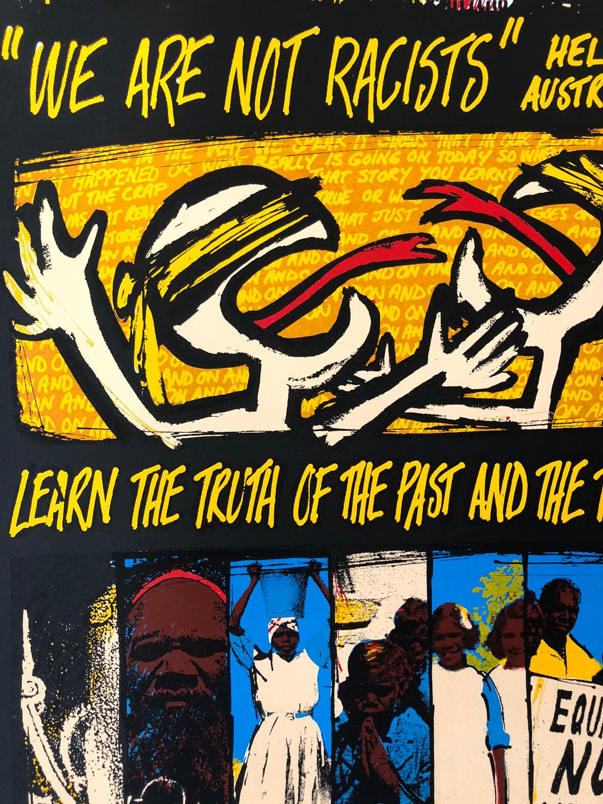 "We Are Not Racists" Australian Anti-Racism 1980s Campaign Poster