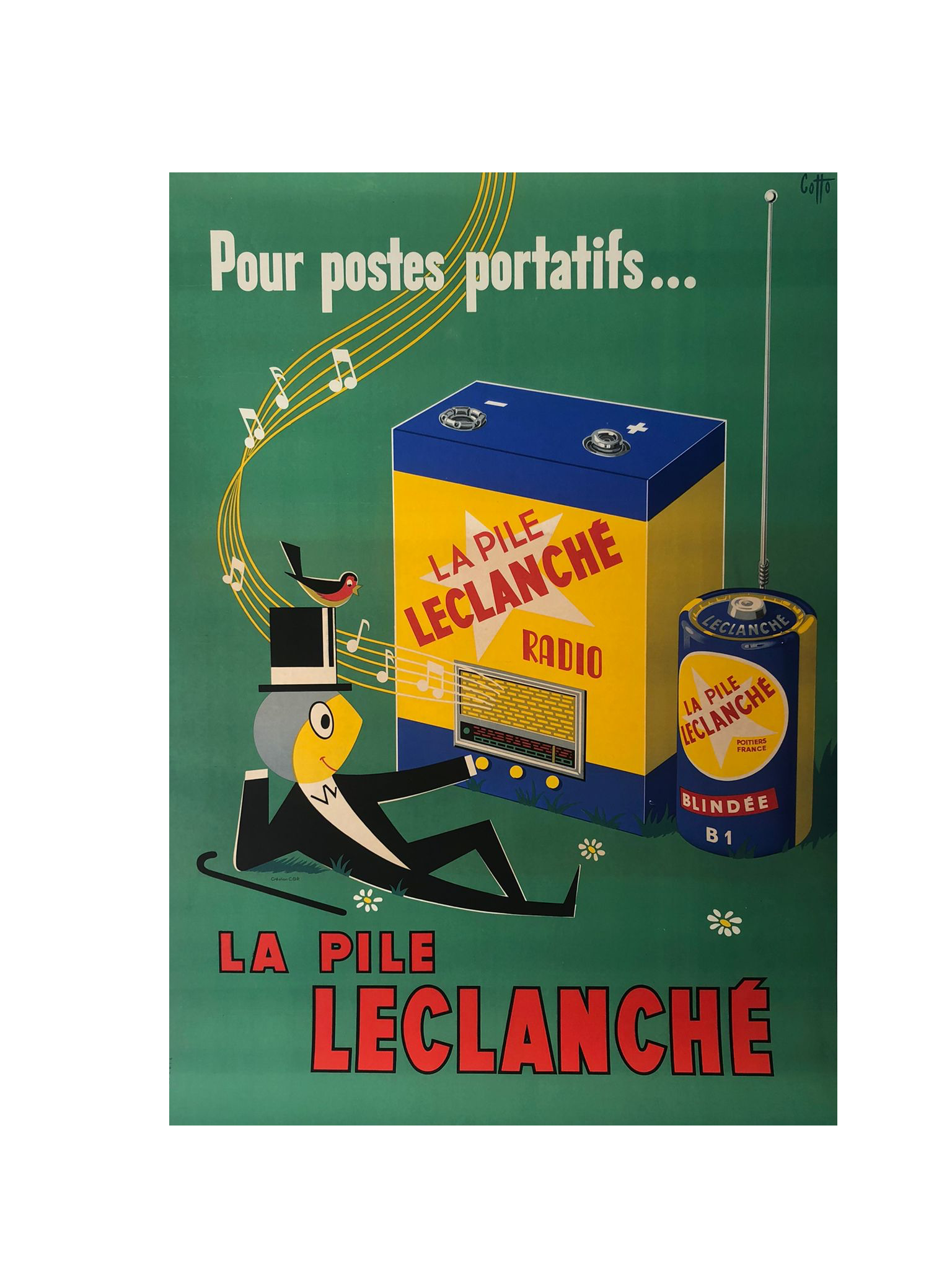 "La Pile Leclanche" Electric Battery Advertisement by Cotto