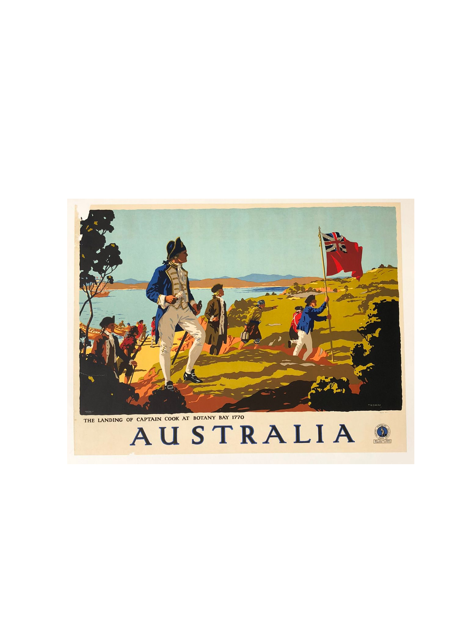 "Australia" Captain Cook 1770 Colonial document by Percy Trompe