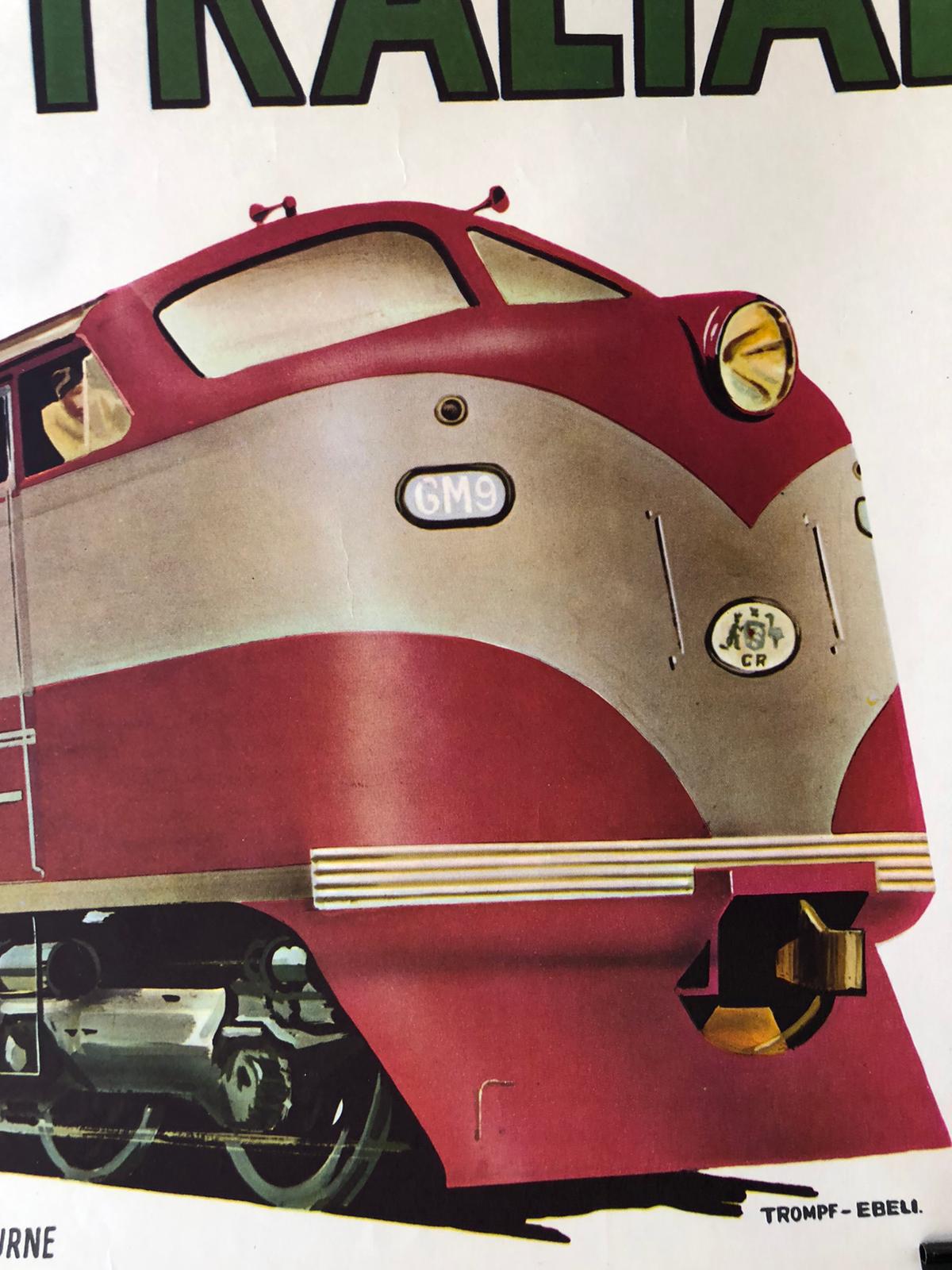 "Across Australia In Air-Conditioned Comfort" Railway Advertisement by Trompf & Ebeli