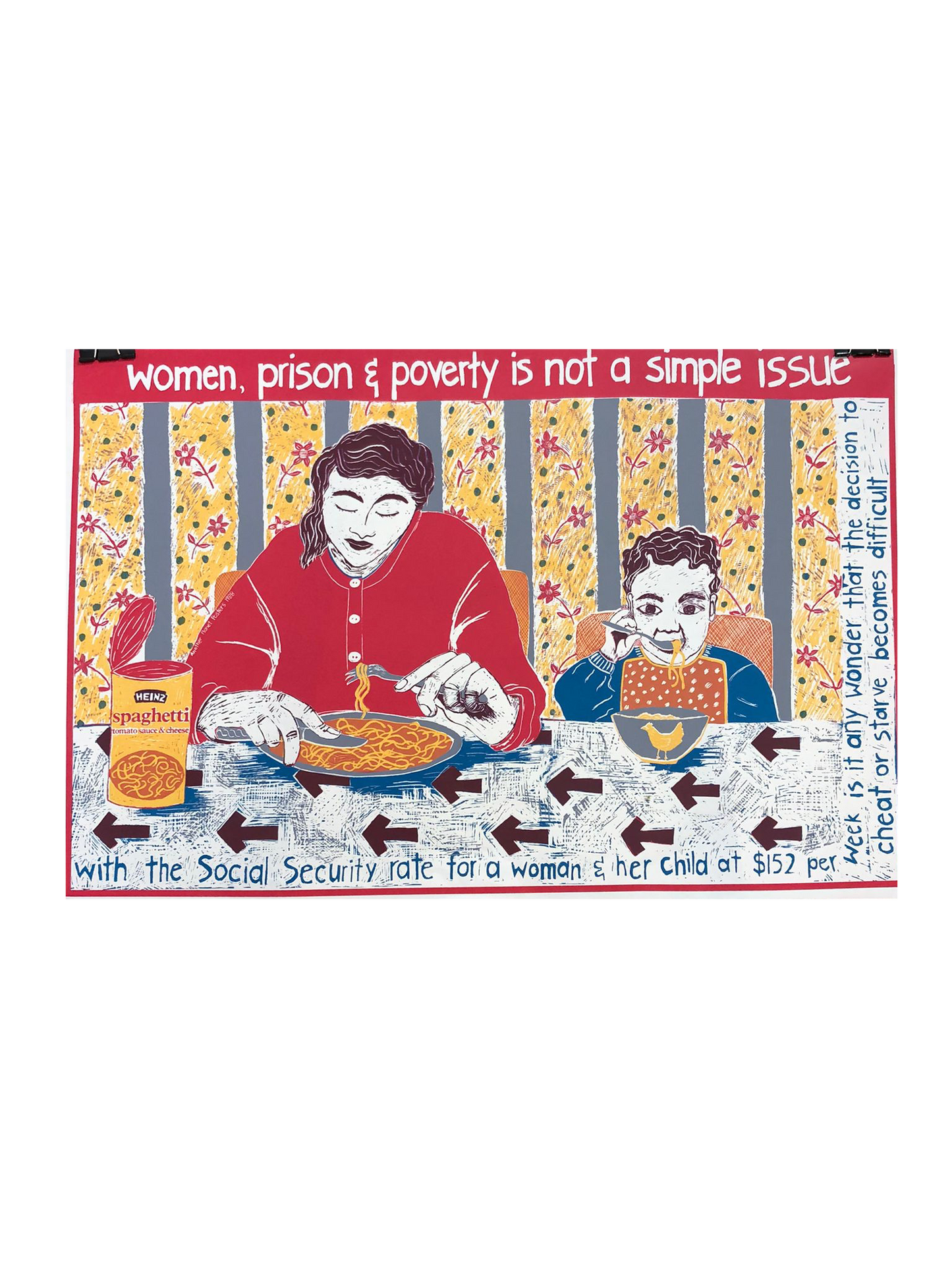 "Women, Prison & Poverty is not a Simple Issue" Activist Poster by Carole Wilson