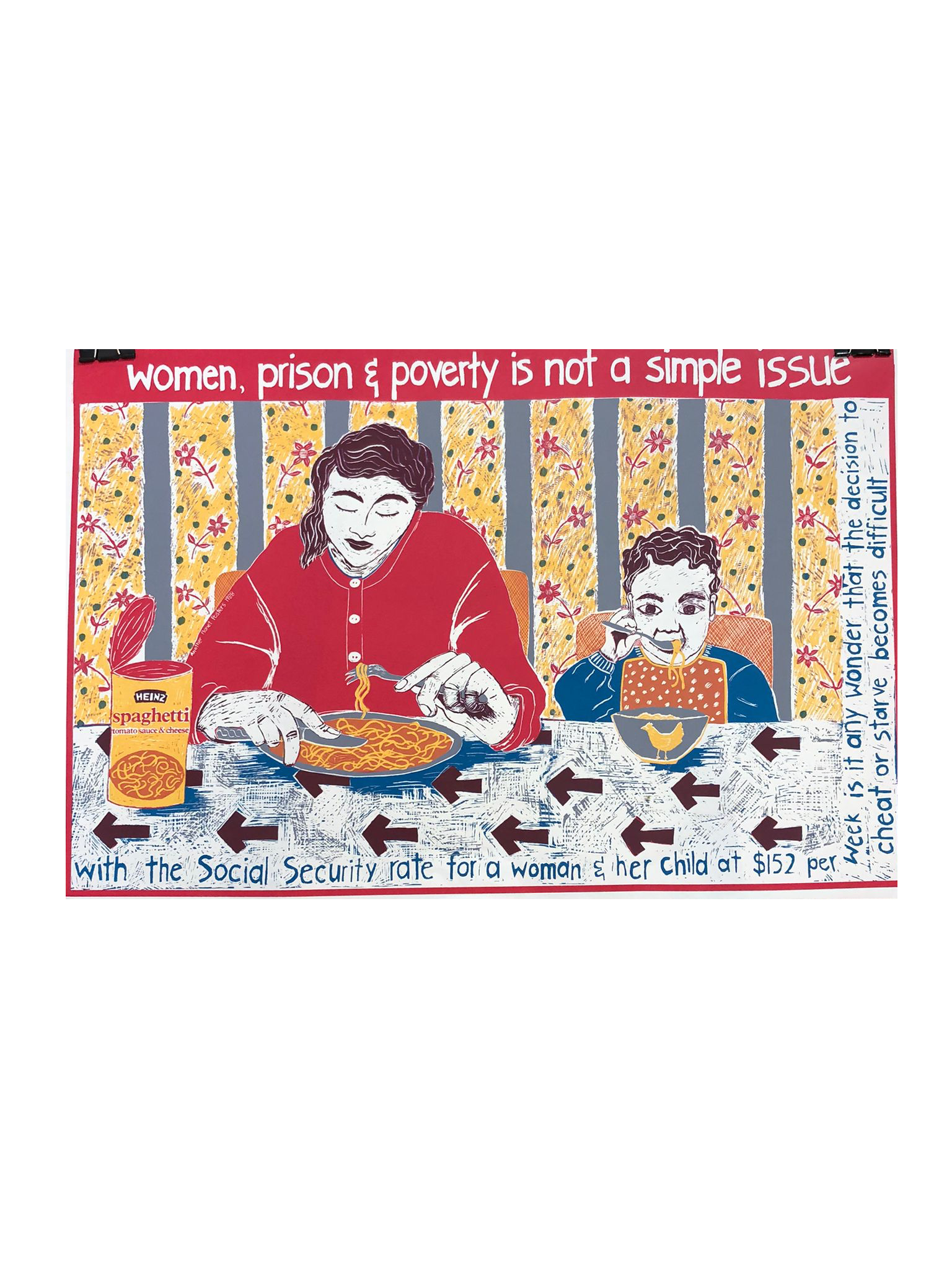 "Women, Prison & Poverty is not a Simple Issue" Activist Poster by Carole Wilson