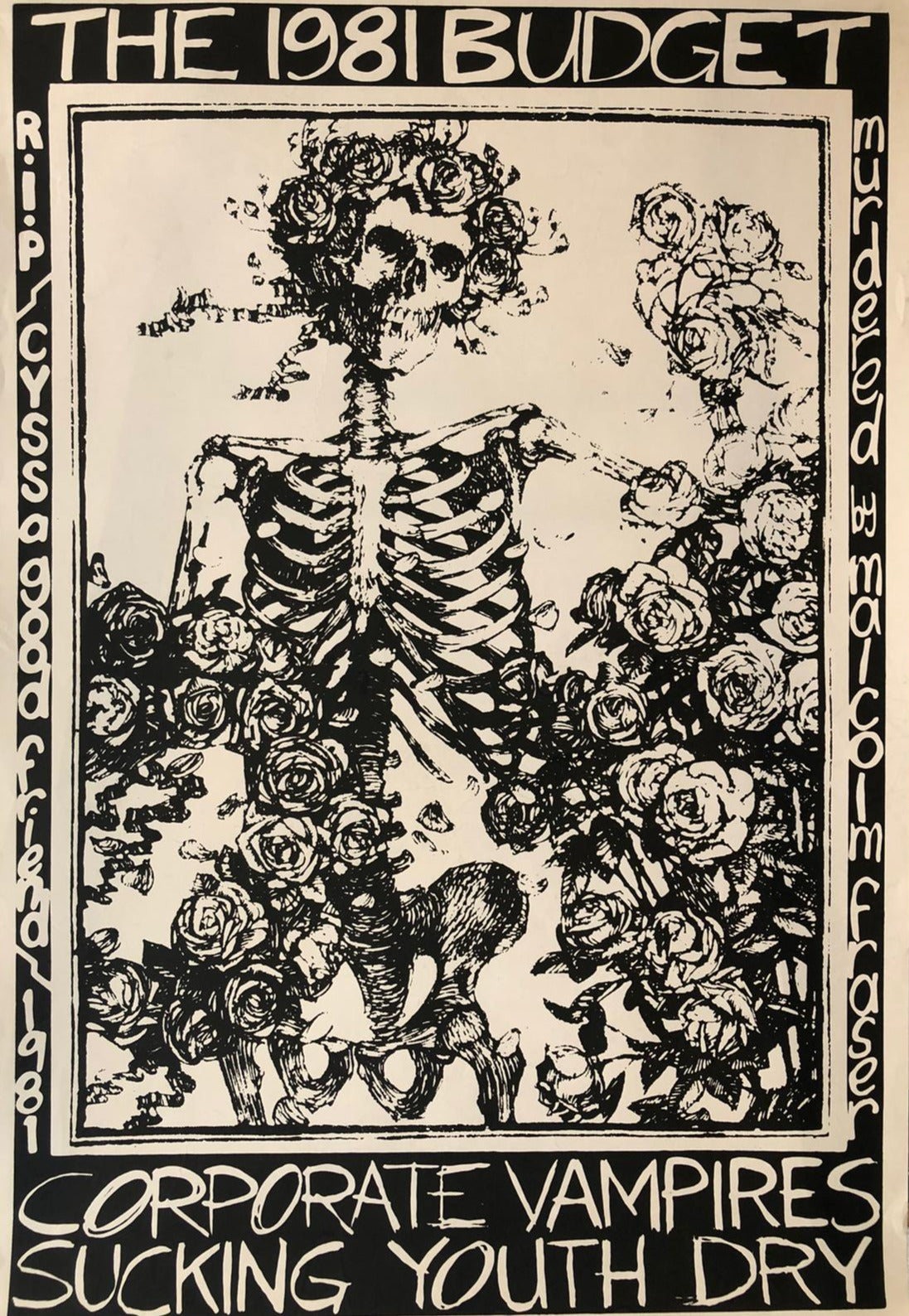 'Corporate Vampires Sucking Youth Dry' 1981 Budget Protest Lithograph