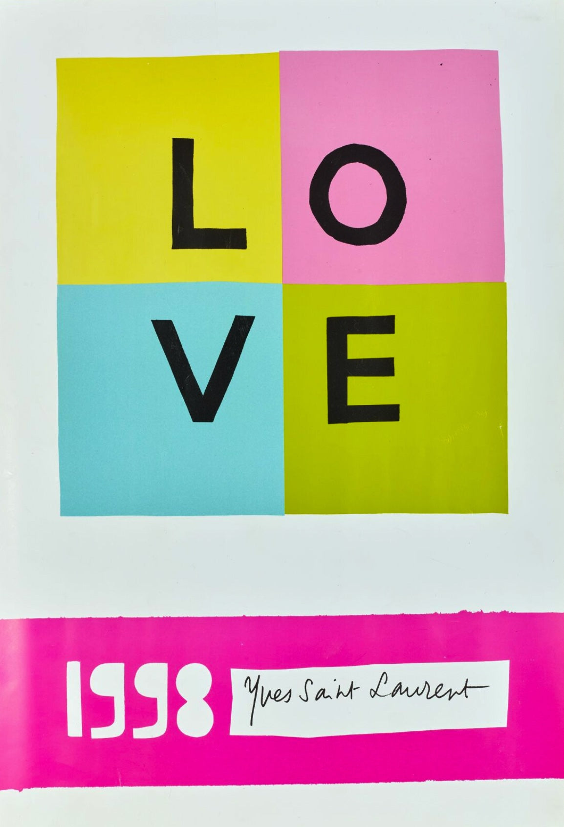 Yves Saint Laurent LOVE 1998 - Original New Year Poster - Vintage