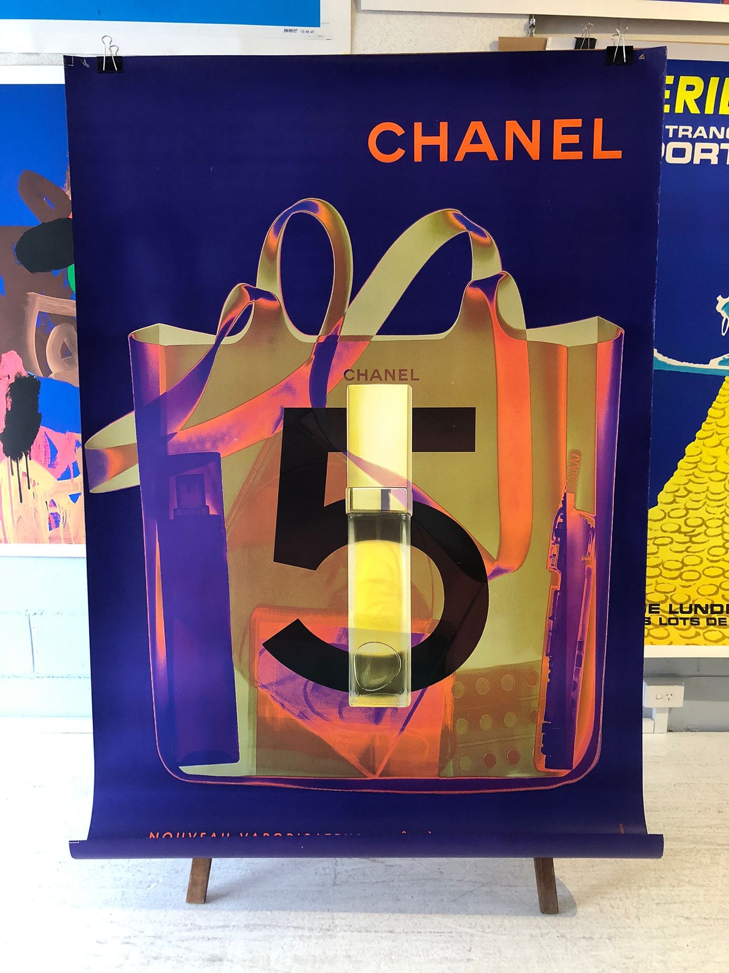 Original poster Chanel n°5 pink and blue - 67 x 47 inches