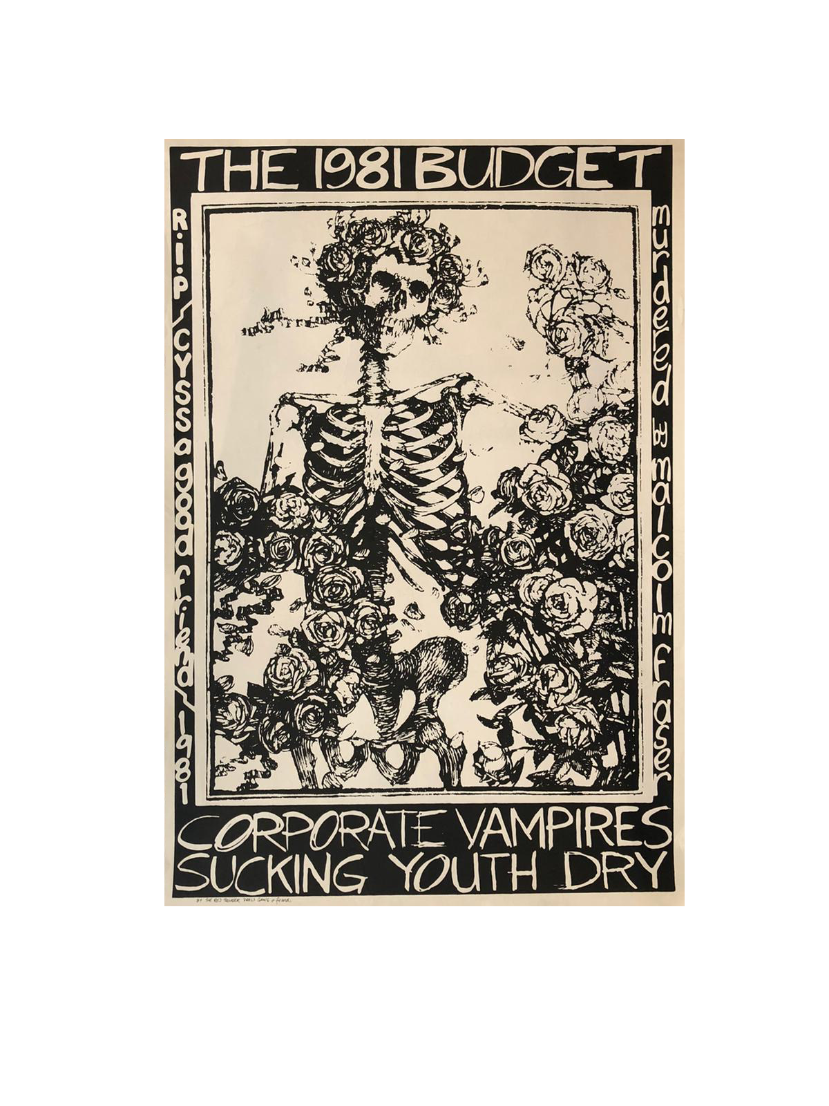 'Corporate Vampires Sucking Youth Dry' 1981 Budget Protest Lithograph