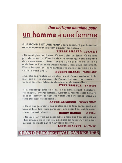Un Homme et Une Femme Original Film Poster