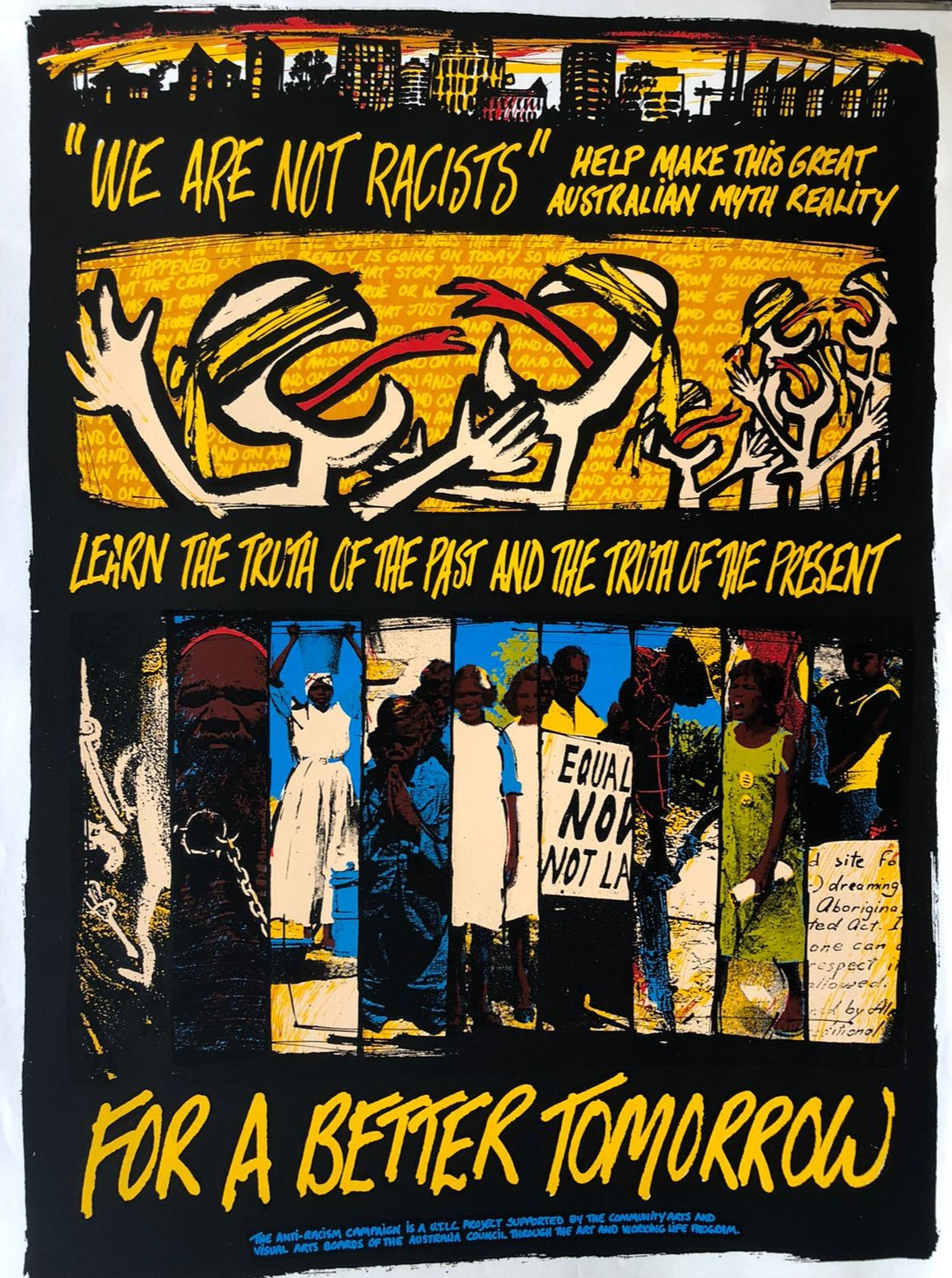 "We Are Not Racists" Australian Anti-Racism 1980s Campaign Poster