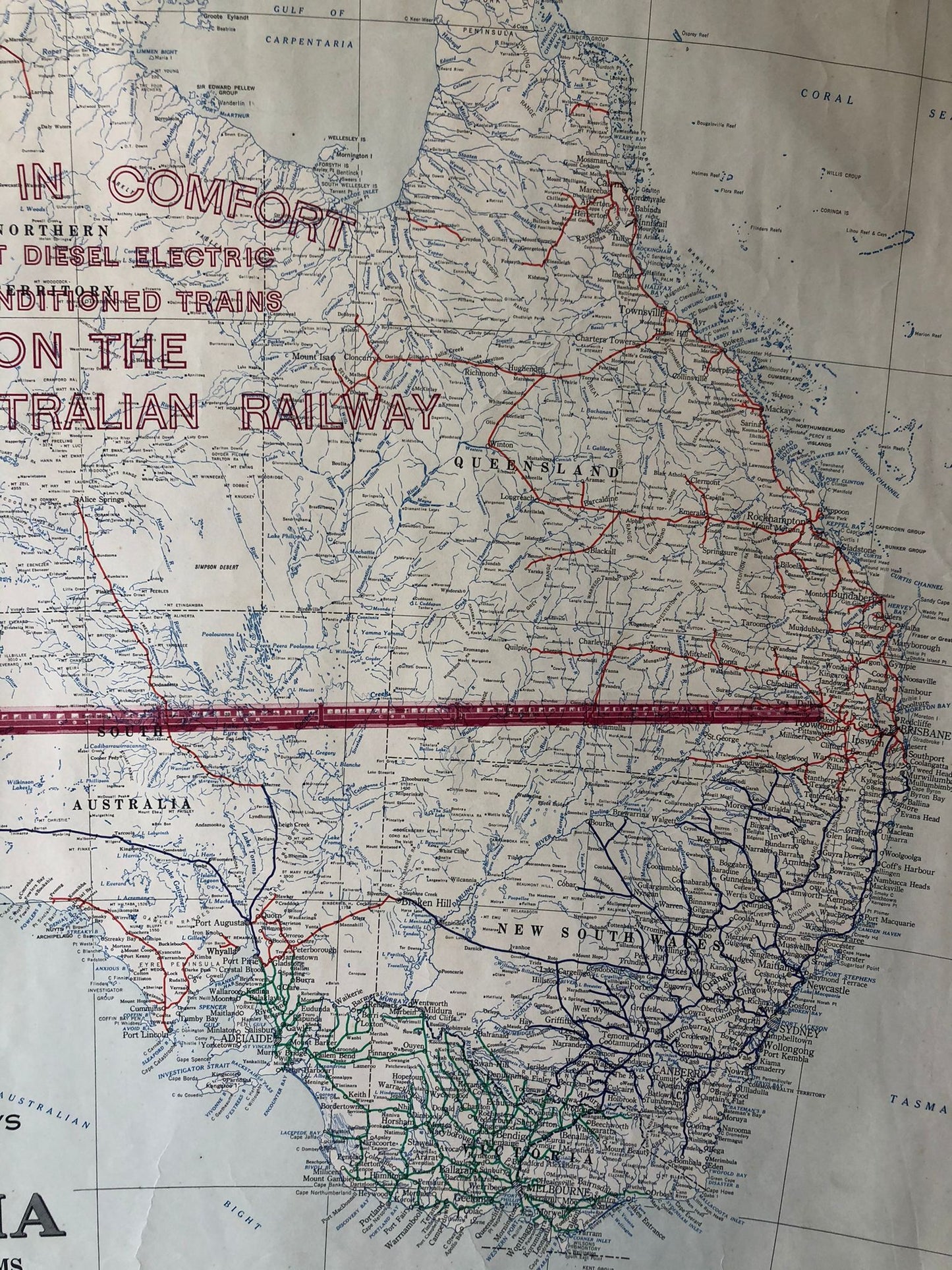 Trans-Australian Railway "Travel In Comfort" Map
