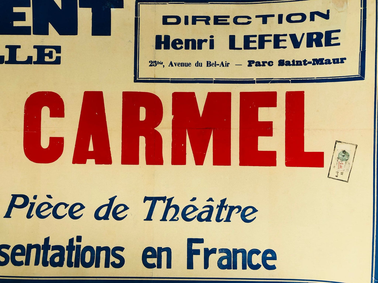 La Rose Du Carmel Theatre Bus Poster