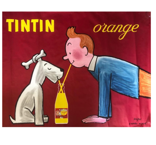 The Adventures of Tintin Orange Soda Hergé Poster