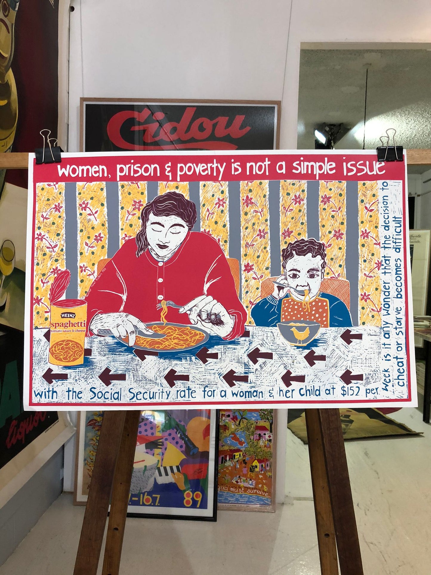 "Women, Prison & Poverty is not a Simple Issue" Activist Poster by Carole Wilson